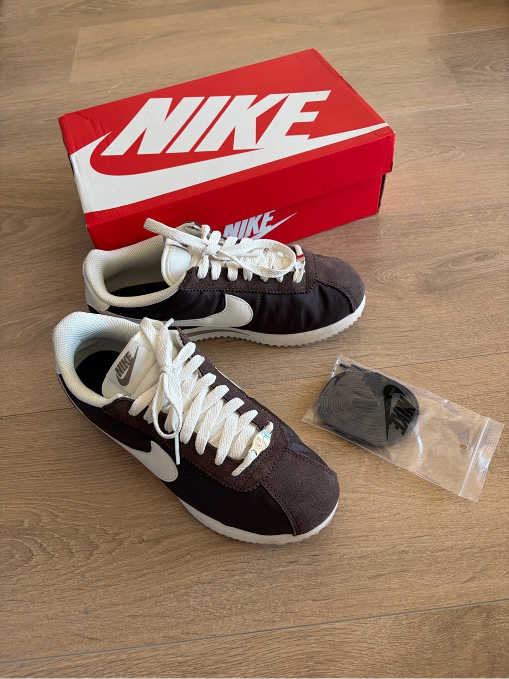Nike Brown and White Retro Runner Sneakers